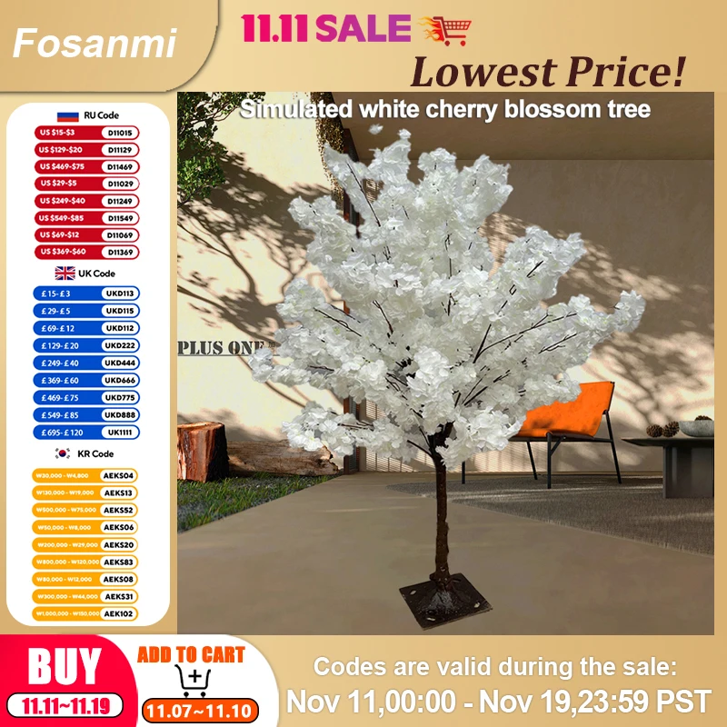 

130-210 см искусственное белое дерево вишни, ландшафтный дизайн, дерево желаний, коммерческий макет, свадебный бонсай, искусственные горшечные растения, декор