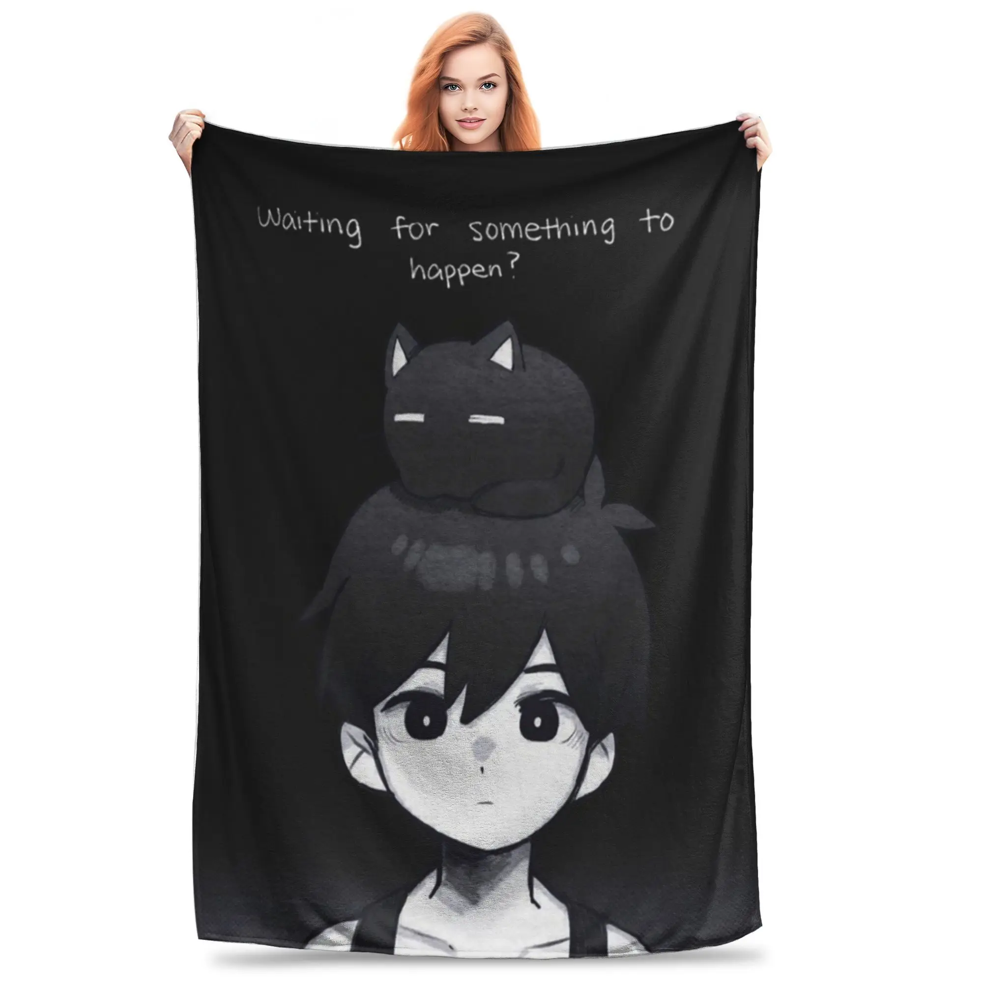 Omori Basil Anime Game Blankets الفانيلا مضحك تنفس رمي بطانية لغطاء ربيع الخريف، #1