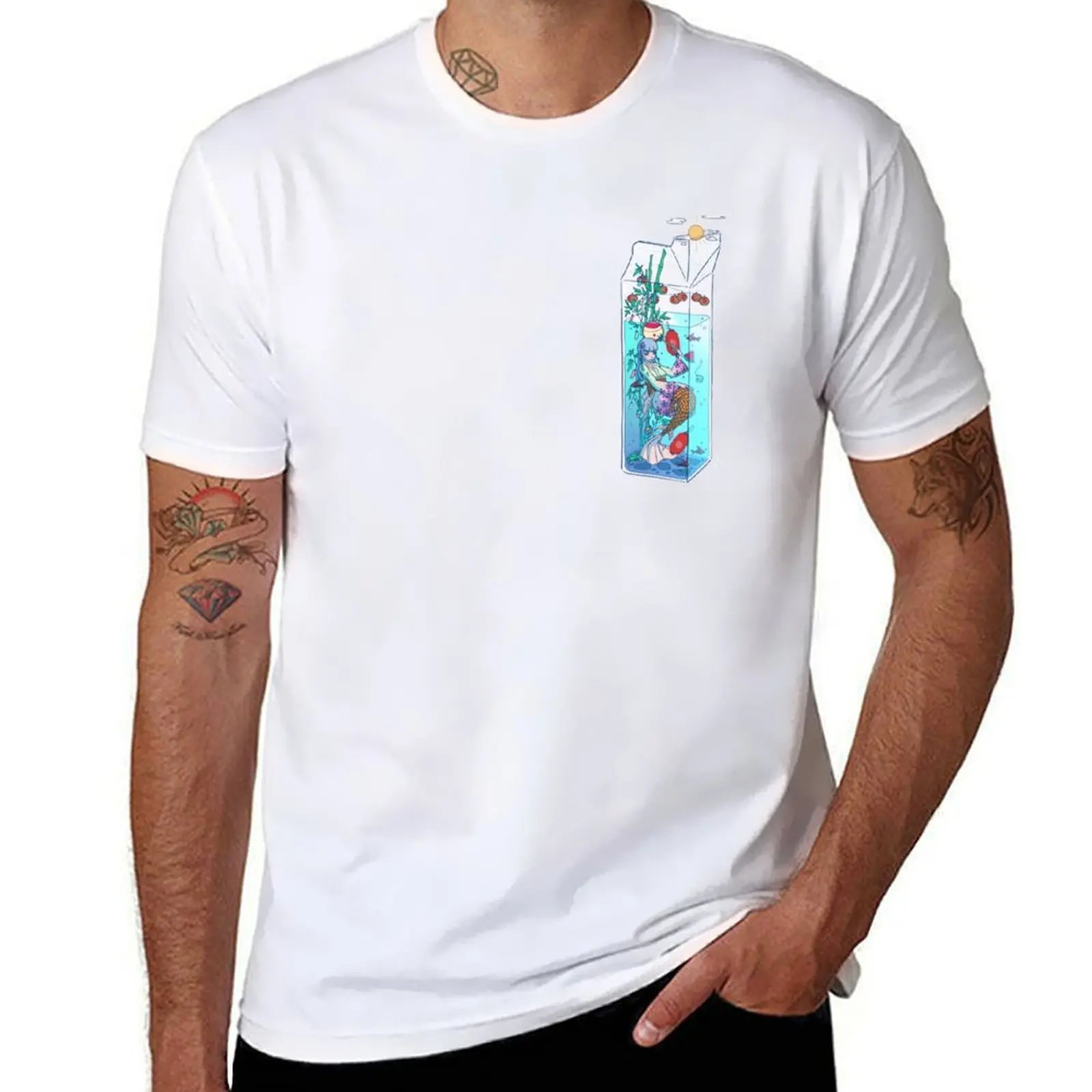 

Tanabata Mermaid Drink T-Shirt t shirt custom print cotton t shirts man 100% T-Shirt