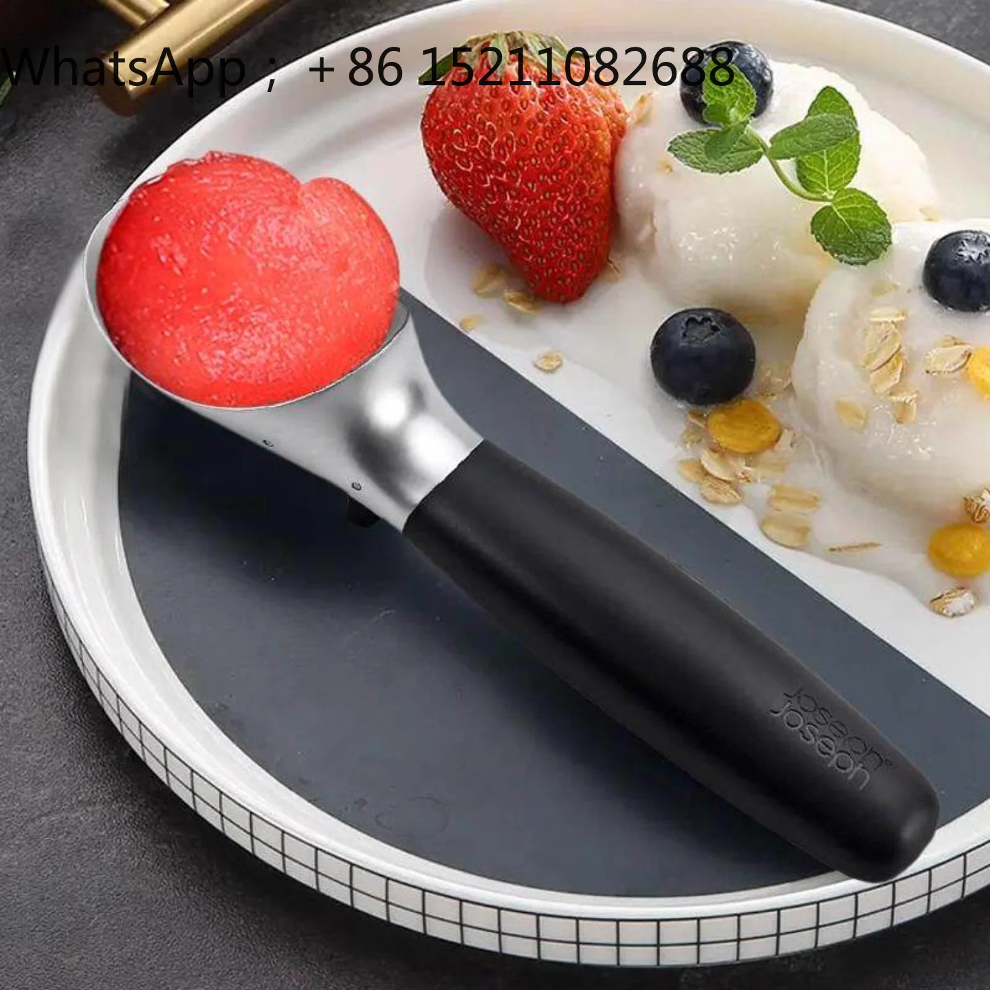 LLY Ice Cream Stainless Steel Dessert Spoon Household Creative Ice Cream Digging Spoon Ball Digger Fruit Spoon