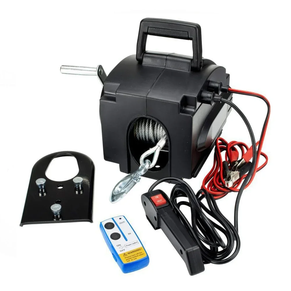 2000lbs Portable Portable Marine Yacht Electric Winch Small Hoist Tractor 12v