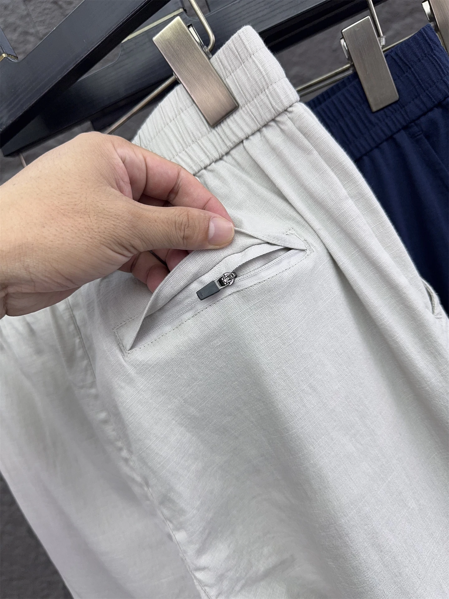 Calças de Aodão e Linho Luxuosas Svip 5800, Confortáveis, Leves e Respiráveis para o Verão, Calças Casuais Slim Straight 3D