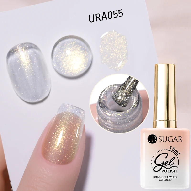 UR SUIKER 15 ml Wit Goud Fonkelende Glitter Gel Nagellak Semi Permanente UV Gel losweken UV LED Nagelgel vernis Voor Nail