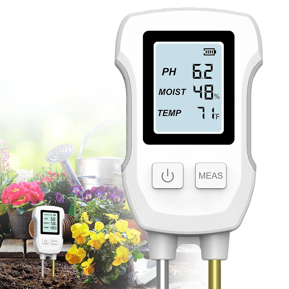 Medidor de Solo Digital Lcd com Luz de Fundo Testador de Solo ph Umidade Temperatura Casa Plantas Jardim Gramado Fazenda em 1