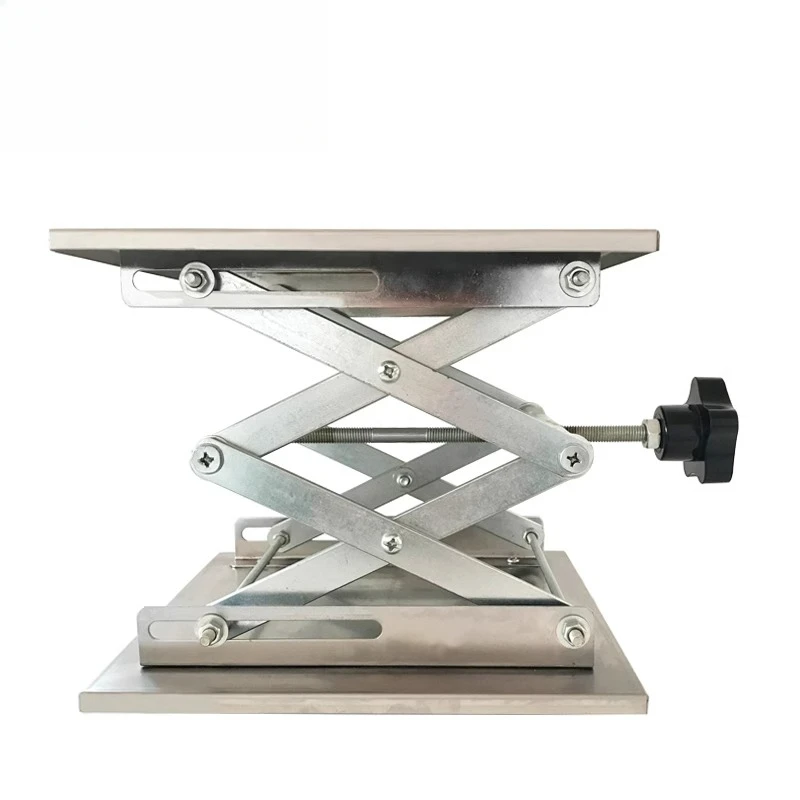 200x200MM Stainless Steel Lifting Table Laboratory Mini Manual Lifting Platform Woodworking Engraving,  45-150MM Lifter