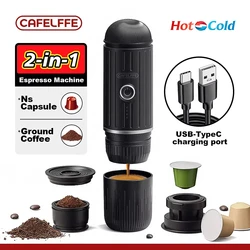 Cafelffe Portable Coffee Machine Wireless Electric Espresso Maker Fit Nes Capsule & Coffee Powder Gift for Lover,dad,hiking camp