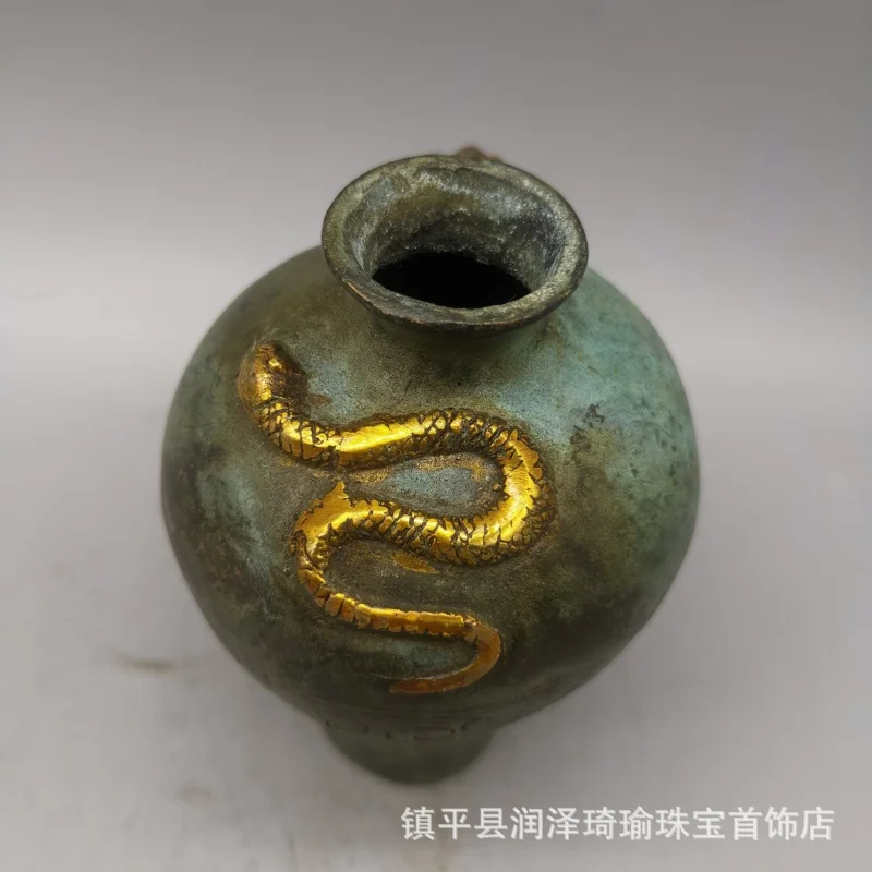 

Antique Old Bronze Ware Sundries Collection Vintage Imitation Bronze Ware Big Belly Snake Mouse Bottle Hope Son Chenglong Orname