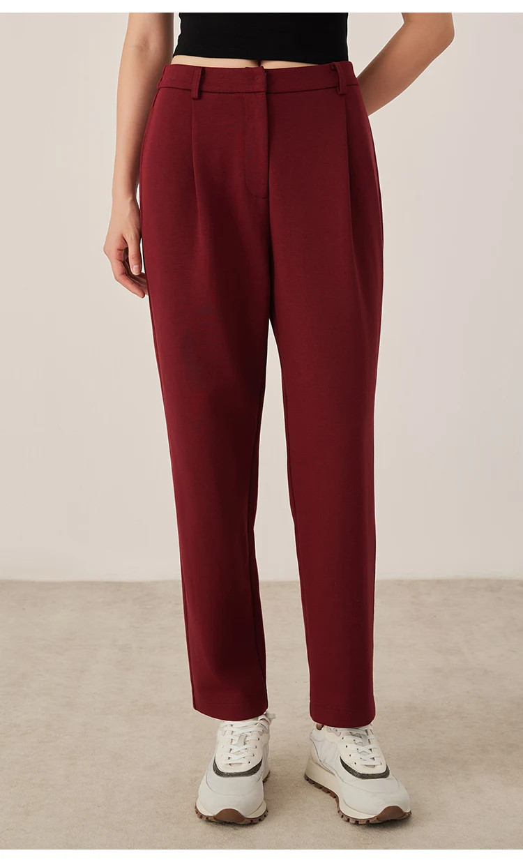 KW7523331 Lässige Damenhose mit geradem Bein, gemischter Stoff, elastische Taille, entspannte Passform, Hose mit Taschen – Detail 3