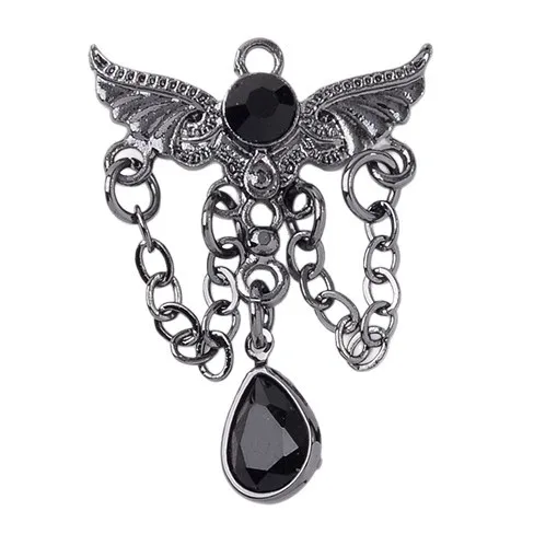 10PCS Anime Dark Series Alloy Jewelry Set - Rhinestone Heart， Cross & Butterfly Pendants for Handmade Necklaces and Bracelets