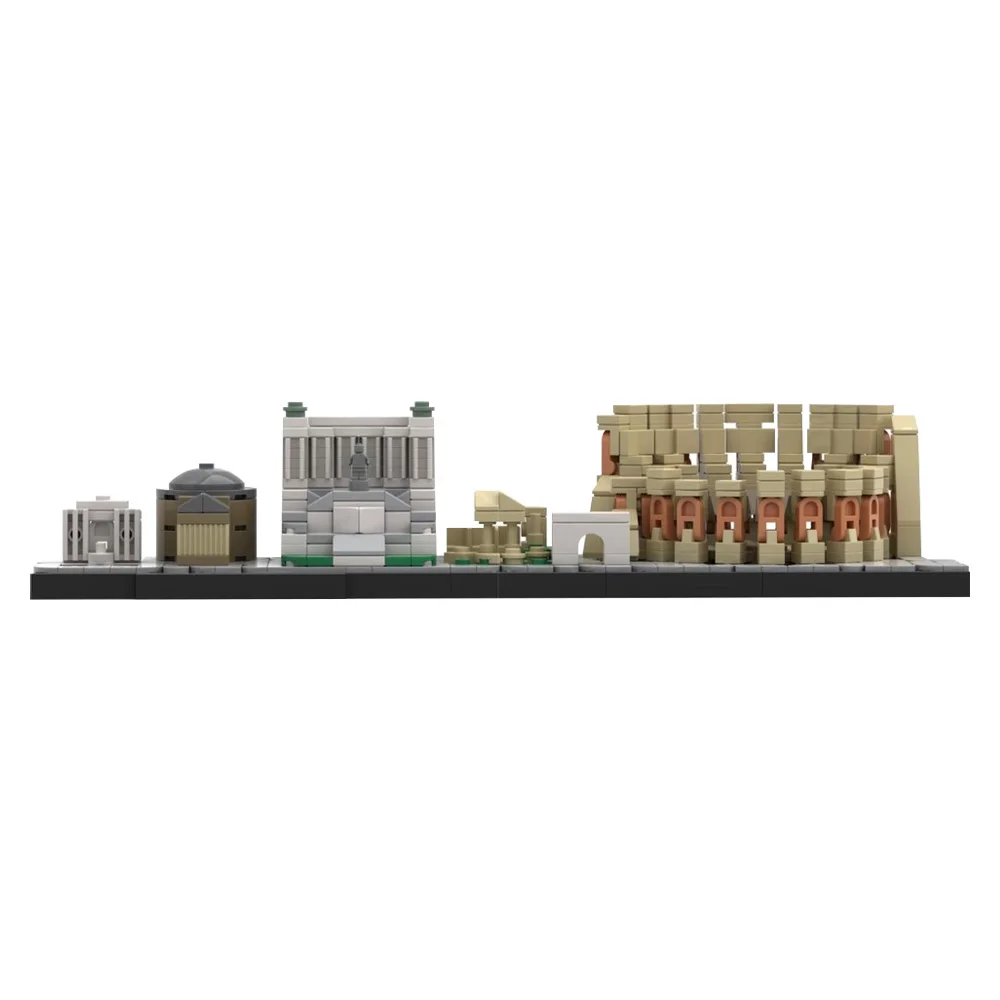 MOC Italy Rome Skyline Model Building Block City Street View  Pantheon Ancient Roman Forum Colosseum Architecture Brick Toy Gift