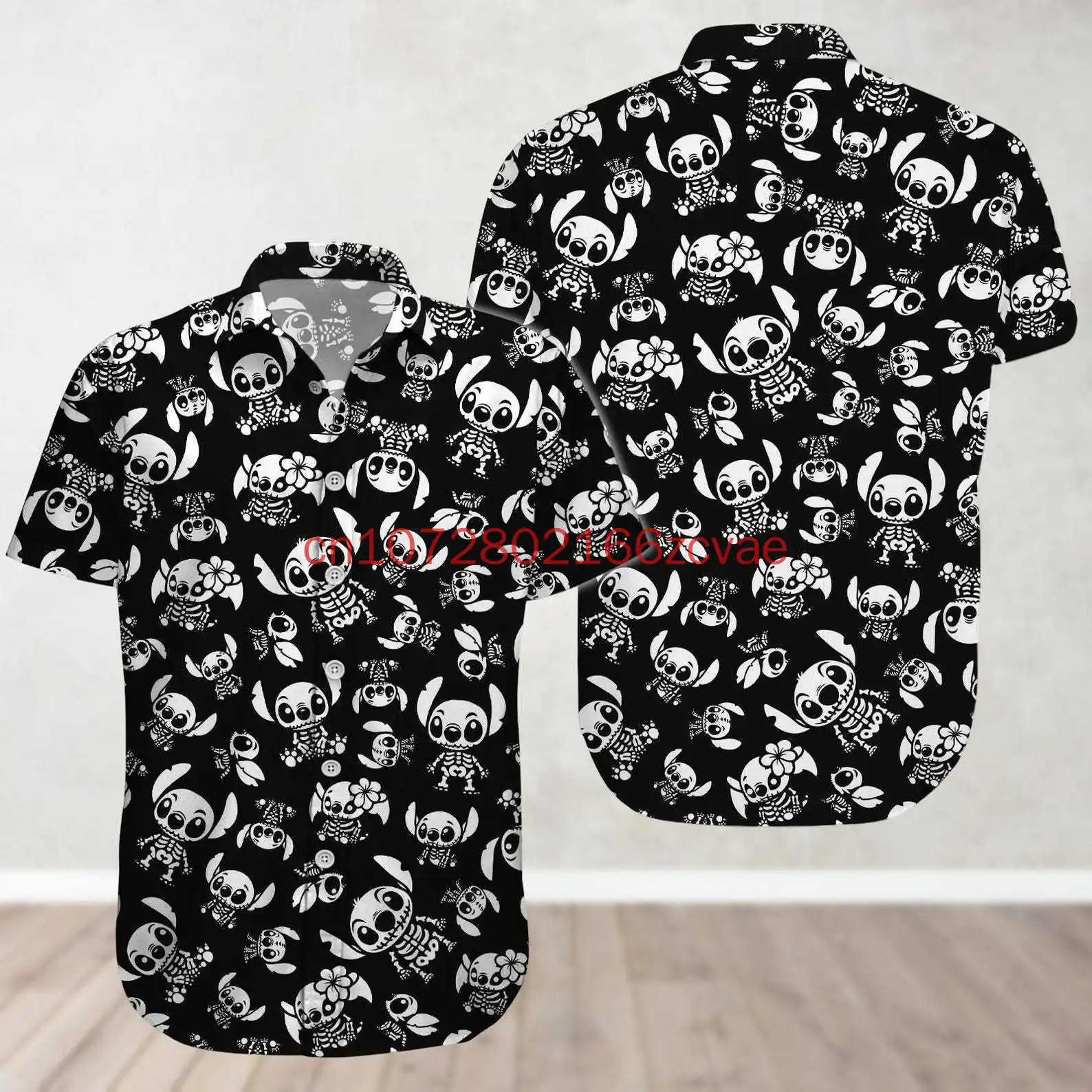 

Stitch Skellington Button Shirt Funny Stitch Hawaiian Shirt Stitch Halloween Disney Vacation Shirt