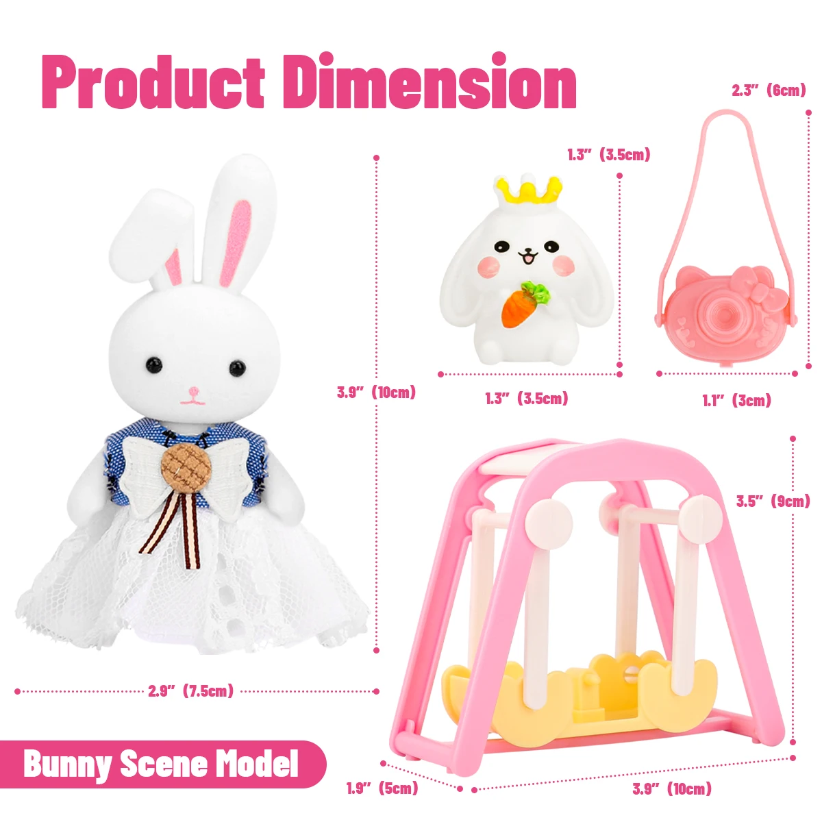1 مجموعة طفل الفتيات التظاهر اللعب منزل لعب الأدوار سوينغ ملعب الأرنب الأرنب مجموعة الأطفال اكسسوارات منزل اللعب اللعب