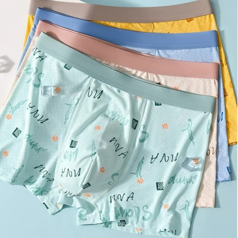 

4PCS Kids Summer Cool Mesh Breathable Panties Teens Boys Soft Comfort Antibacterial Underwears 8+y Young Children Daily Knickers