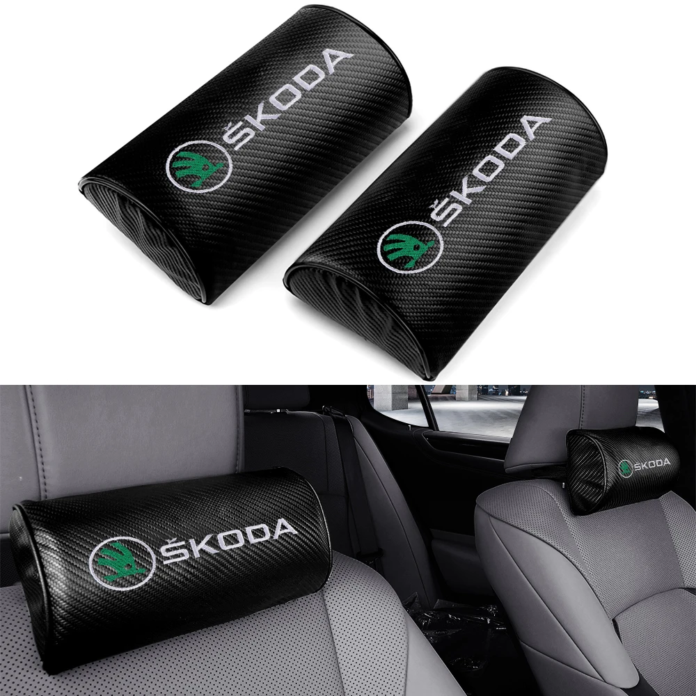 

1/2pcs Car Carbon Fiber Headrest Seat Head Neck Support Pillows For Skoda Octavia 2 3 Kodiaq Fabia Karoq Superb 3 2 Kamiq Rapid