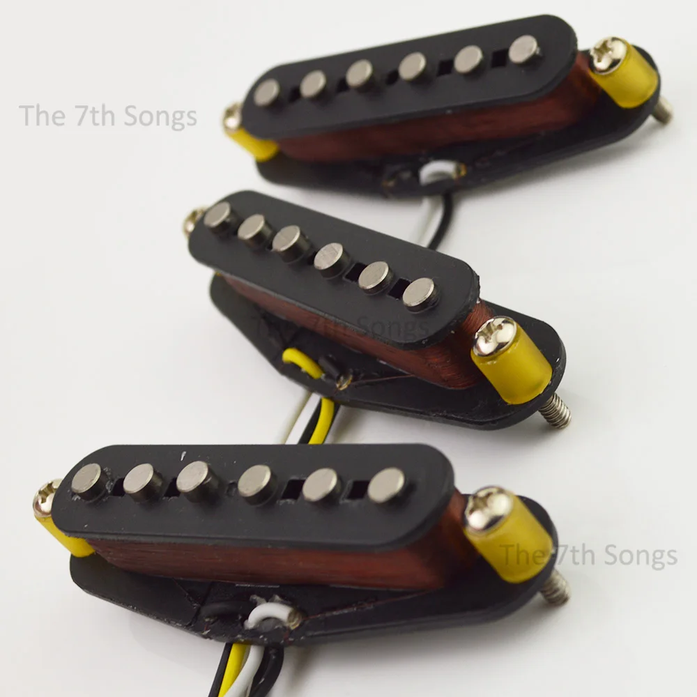 Vintage 1969 Set Alnico 5 Electric Guitar ST Single Coil Plain Enamel Wire 69 Pickup Heavy Build Coil Hendrix Style