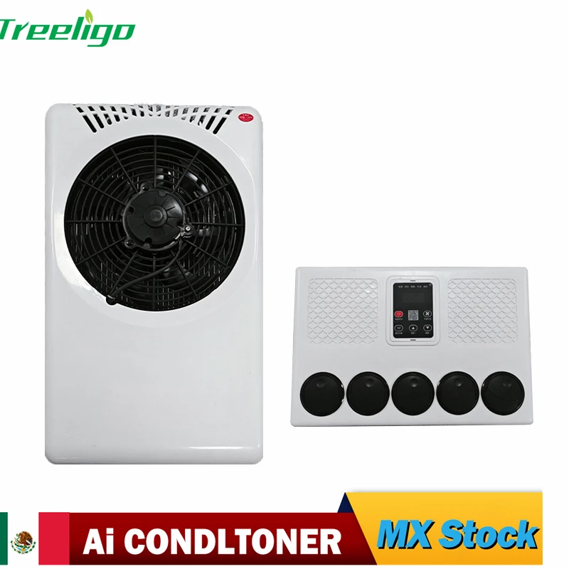 Treeligo 12V Cool Car Parking Air Conditioner 10500BTU Electrical Split Air AC Unit For RV Truck Tractors Van Motorhome Camper