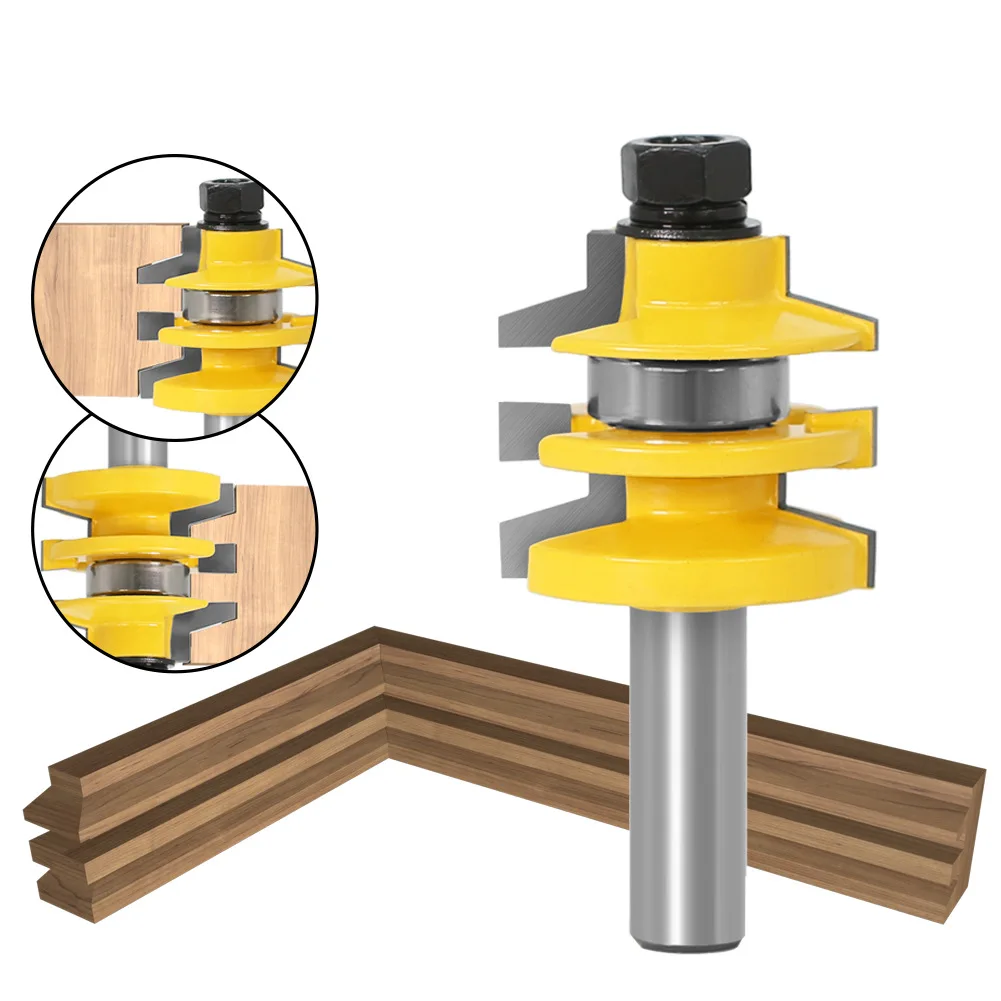 

1 шт., 1/2 дюйма, 12,7 мм, 12 мм, фреза с хвостовиком, резьба по дереву, скос, штабелированная фреза для рельса и стеллажа, режущий инструмент для работы по дереву, фрезы