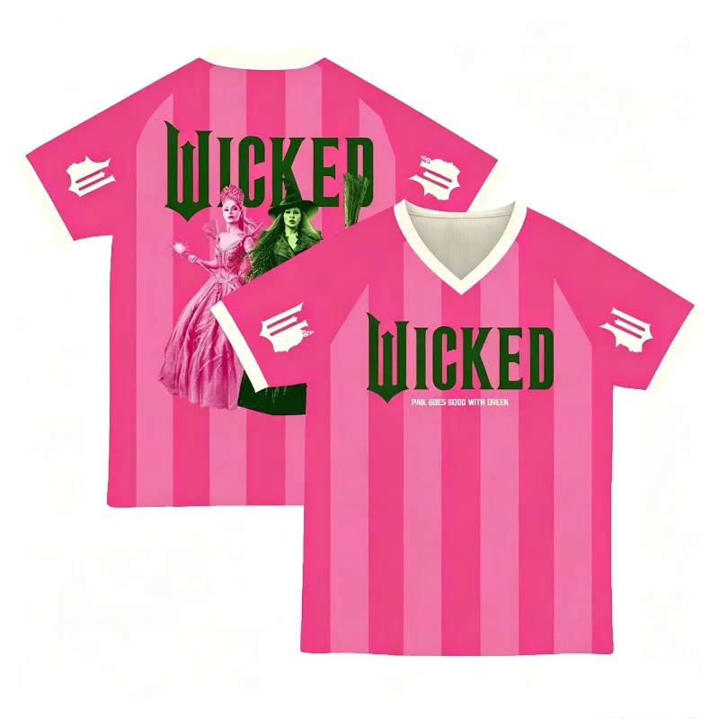 Men Women Wicked Musical Two-Sided Mesh V-Neck Jersey, Y2K Fantasy Broadway Streetwear, Oversized Sport Tee, Breathable Shirt