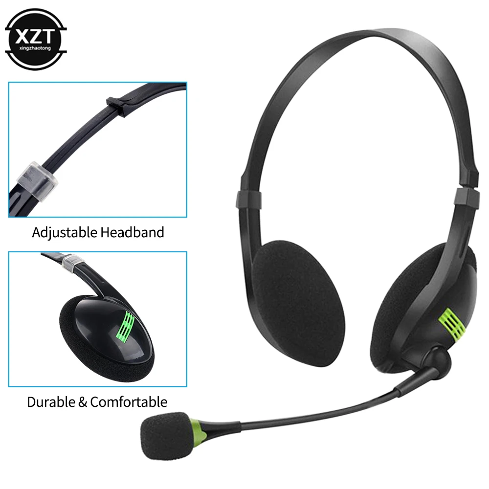 3.5mm Noise Cancelling Wired Headphones Microphone Universal Headset With Microphone For PC /Laptop/Computer Adjustable Volume