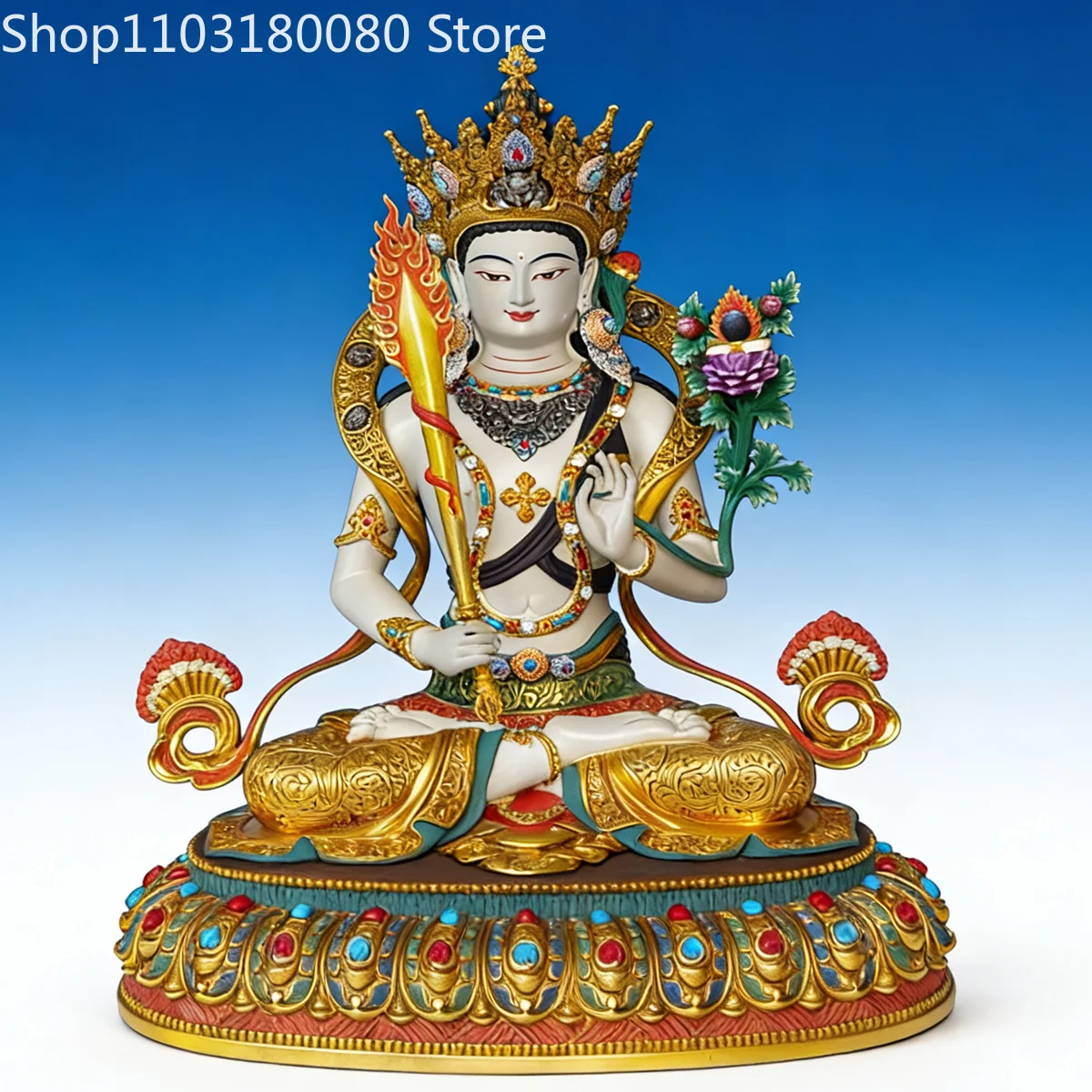 33cm Copper gilding Painting Akasagarbha Bodhisattva Akashagarbha buddha statue sculpture
