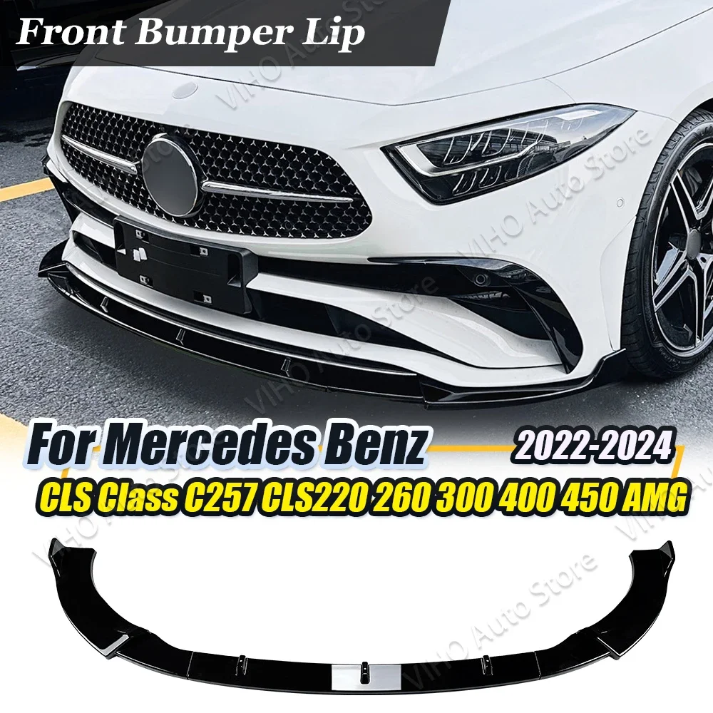 For Mercedes Benz CLS Class C257 CLS300 CLS350 CLS450 CLS53 AMG 2022-2024 Front Bumper Splitter Lip Diffuser Spoiler Guard Trim