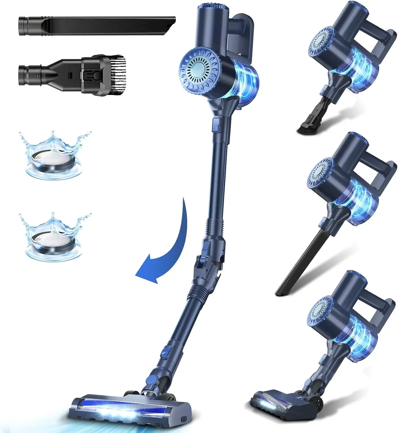 Cordless Vacuum Cleaner, Lightweight Stick Vacuum Cleaner, 6 In 1, Self-Standing With Powerful Suction, 180° Bendable Wand Recha