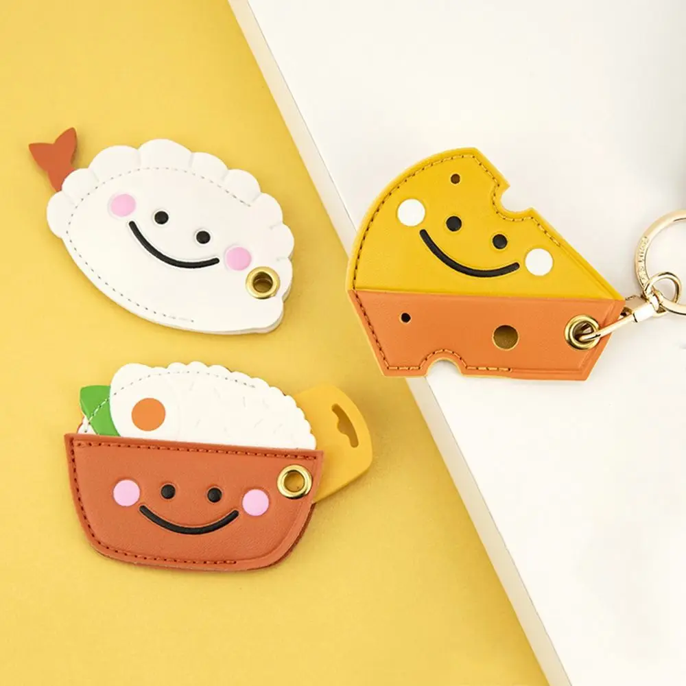 Campus Badge Card Holders with Keychain Kawaii Cartoon Cheese Access Control Card Protection Cover Couple Gift For Airtag