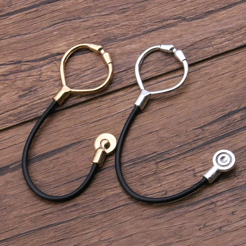 2Pcs Two Color 26*134mm Doctor Charms Black Leather Cord Pendants Jewelry Making Stethoscope Charms For DIY Handmade Craft