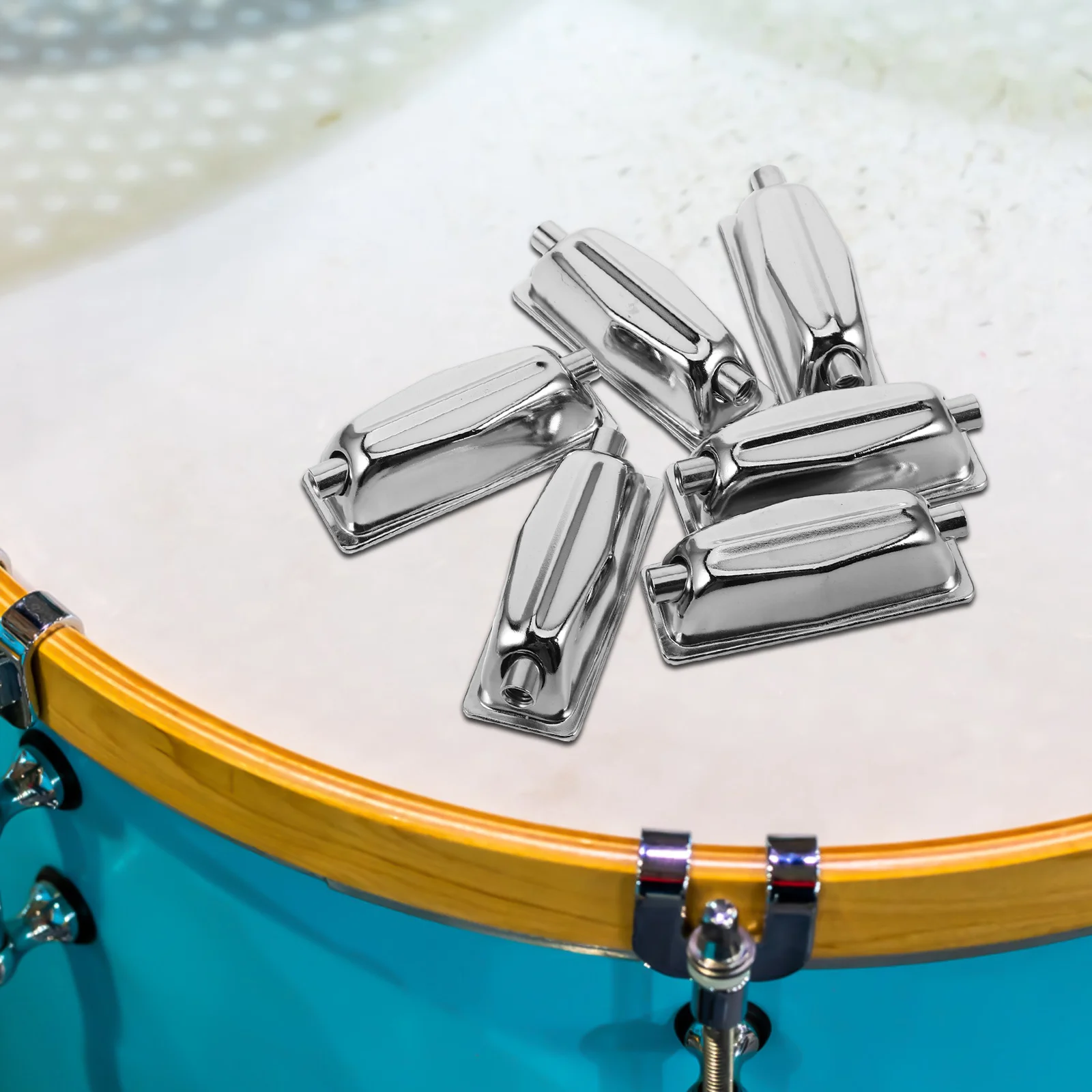 6 قطعة نهاية مزدوجة كمين طبل العروة الفضة معدن الأذن موصلات ل الاستقرار مجموعة طبلة اكسسوارات استبدال أجزاء قرع