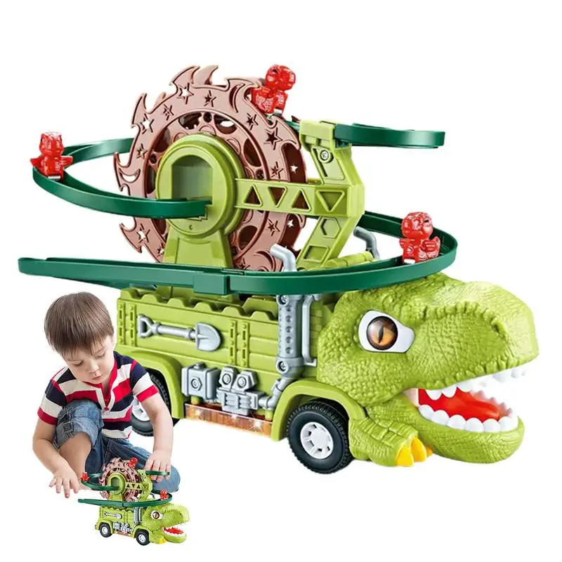 

Dinosaur Toys Race Track Dinosaur Chasing Race Track Game Set Track Slide Toy Dinosaur Stair-Climbing Cartoon Race Track With