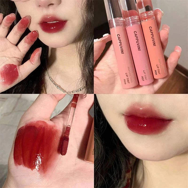 Lang anhaltende kirschrosa Spiegel Wasser färben Lip gloss Lip glasur wasserdicht feuchtigkeit spendende flüssige Lippenstift sexy rote Lippen tönung Make-up