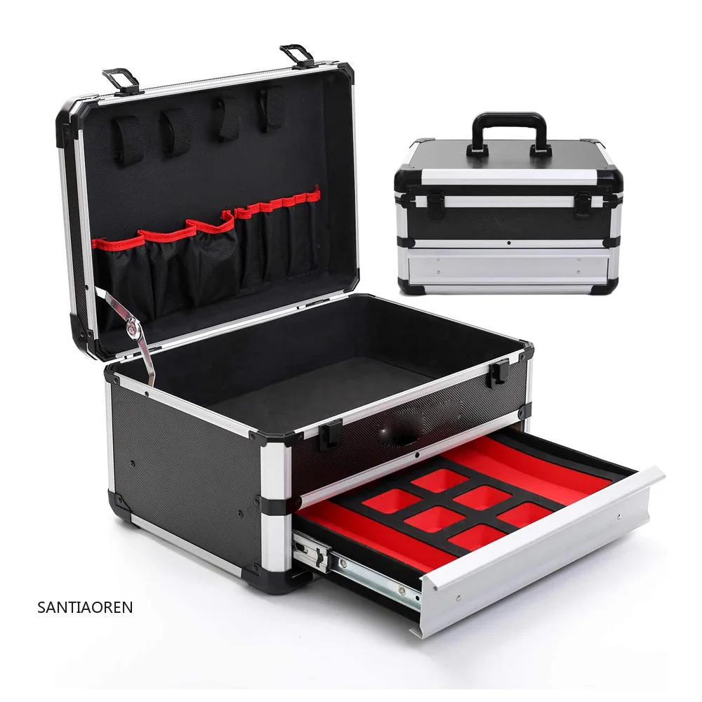 

2025Portable Large Aluminum Tool Box with Drawer Storage Carrying Toolbox