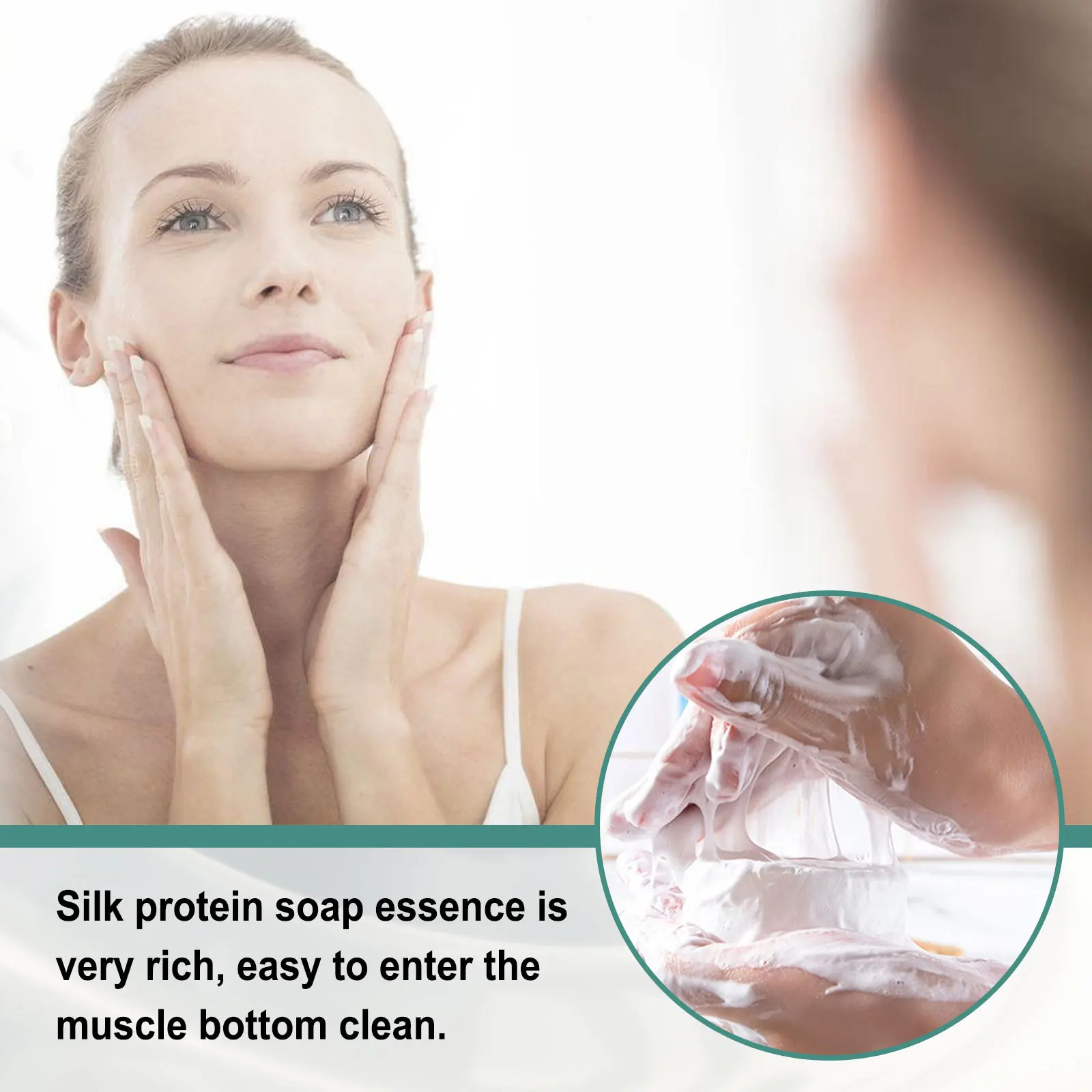 EELHOE Silk Protein Soap Bath rimuovi punti neri e brufoli rimozione acari pulizia del viso per la riparazione della pelle nutrire il sapone al