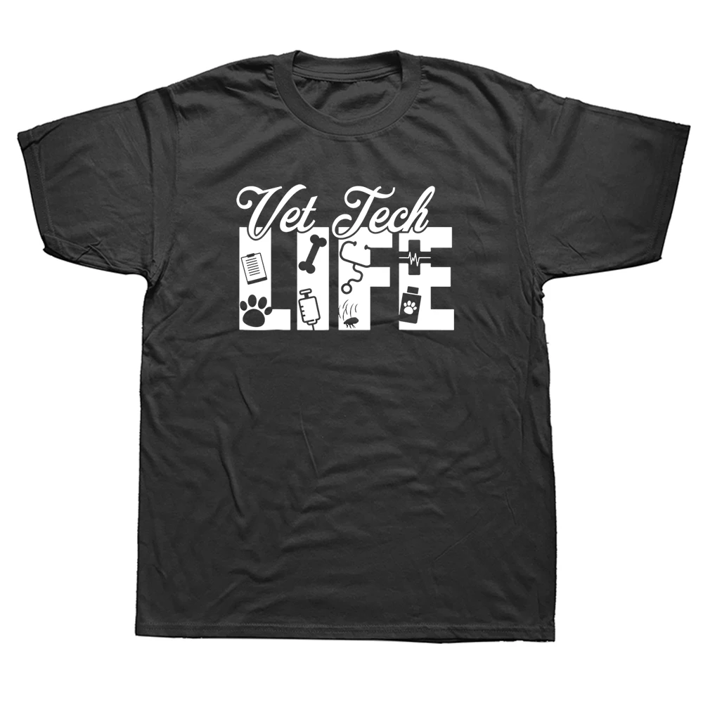 

Living The Vet Tech Life T Shirt Printed Veterinarian Doctor Animal Lover Graphic Streetwear Short Sleeve Hip Hop T-shirtF