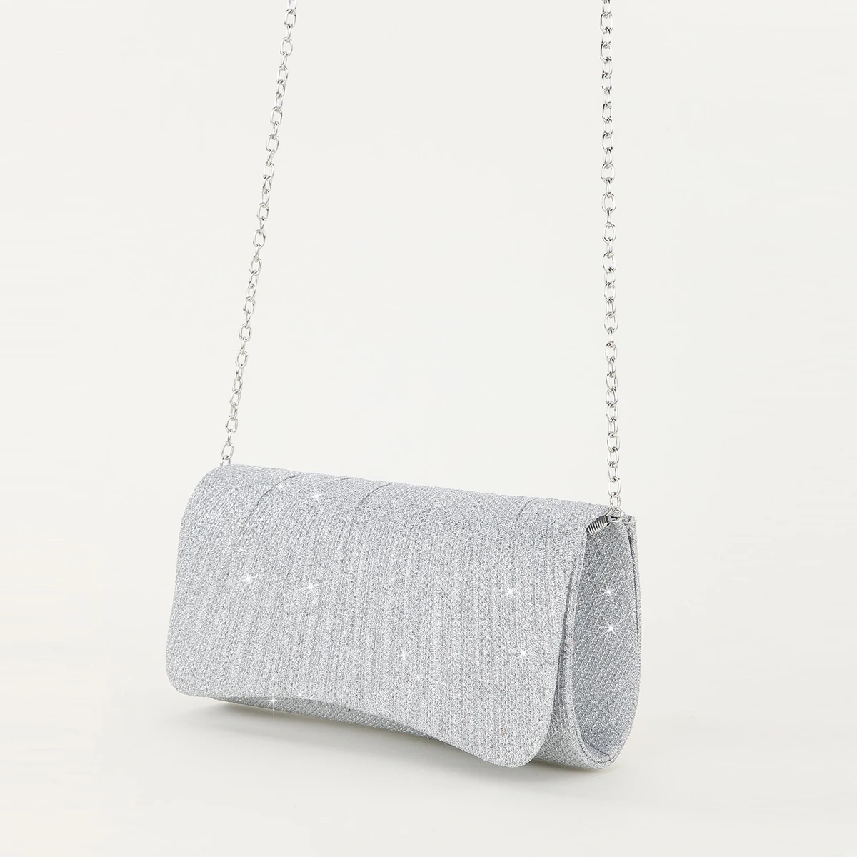 

Блестящая плиссированная вечерняя сумка для вечеринок, выпускных и свадеб, модная сумка через плечо с цепочкой, маленькая сумка-клатч для женщин.