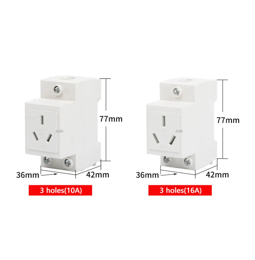 10-16A 250V DIN 35mm Rail Mount AC Power AC30 Modular Socket AC power  3 holes Battery Receptacle