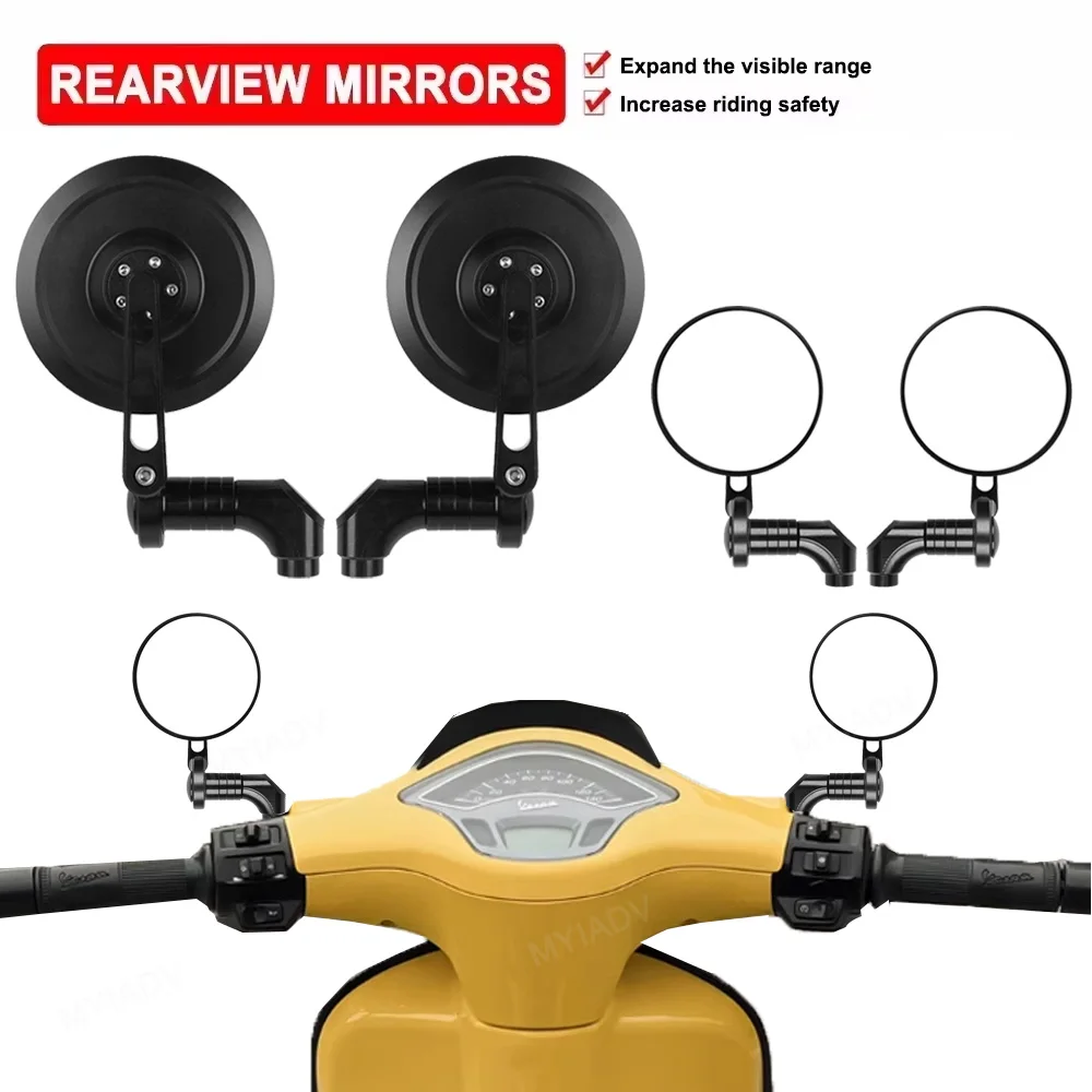 Universal Motorcycle Rearview Mirrors For Vespa Sprint 50 150 250 GTS GTV 300 6MM 8MM 10MM Retro Scooter Side Mirror Accessories