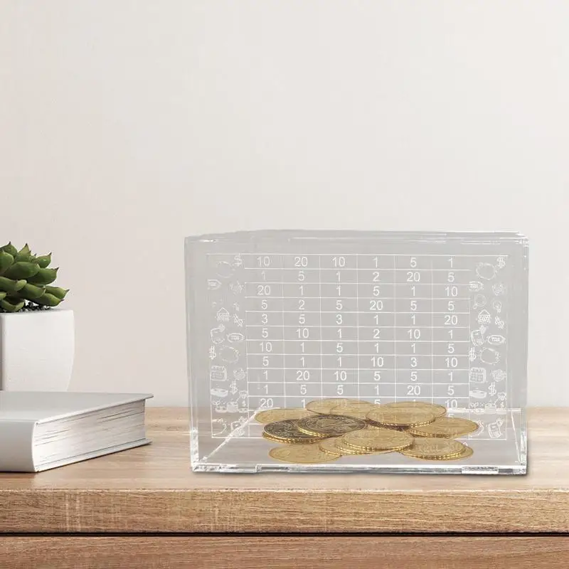 Clear Money Saving Box Transparent Cash Coin Saving Money Jar With Numbers Compact And Sturdy Coin Money Bank Jar Box For Real