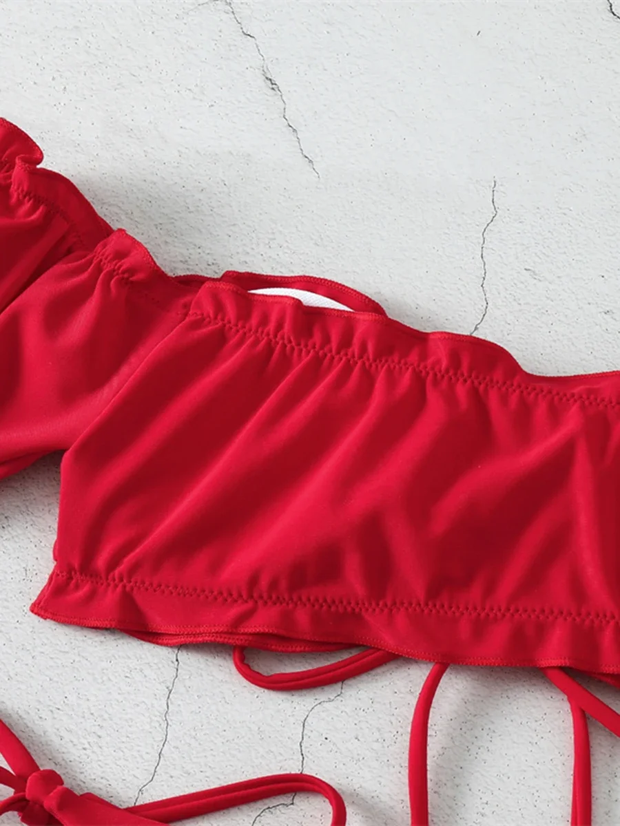 2026 Costume da bagno bikini a triangolo a due pezzi con stringhe senza spalline Costume da bagno sexy da donna Costume da bagno femminile Costume da bagno da bagno Beachwear