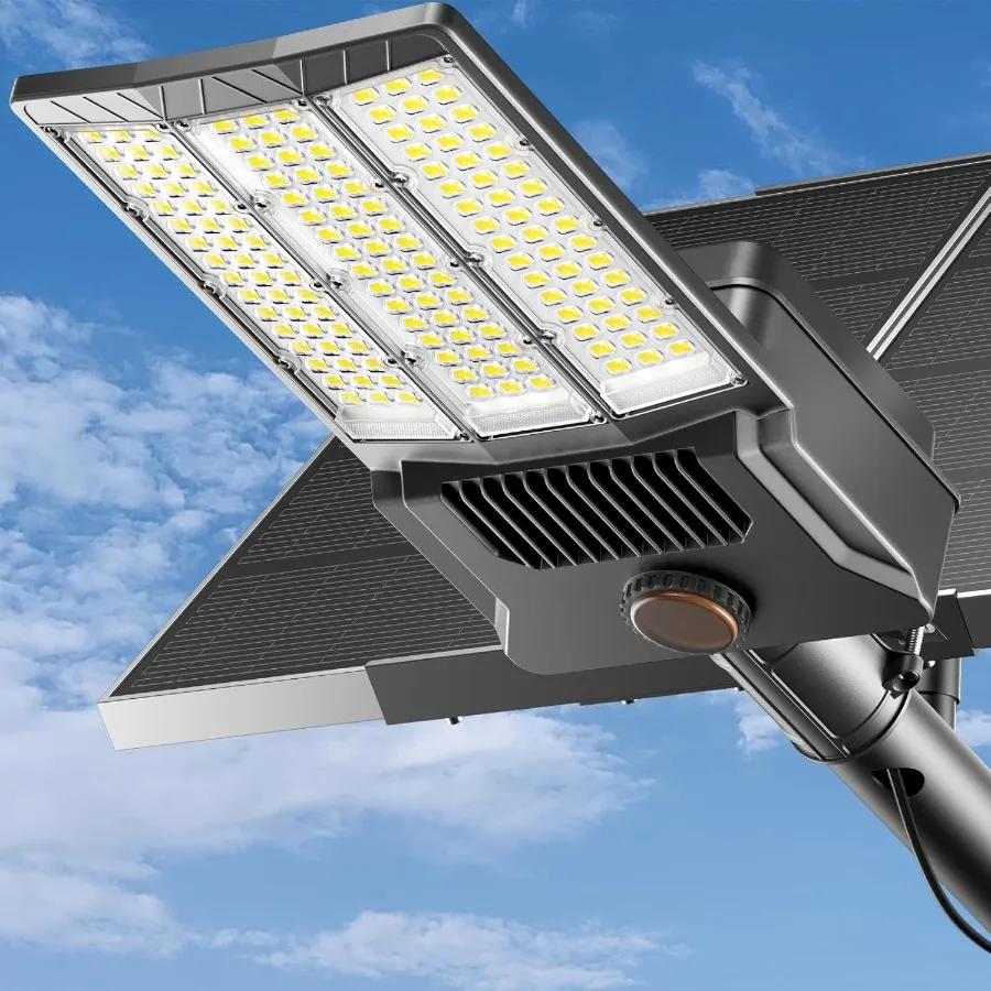 

12000W Solar Street Light with Dual Solar Panels for Commercial Grade Parking Lot Lighting Featuring Large LEDs Outdoor Flood L