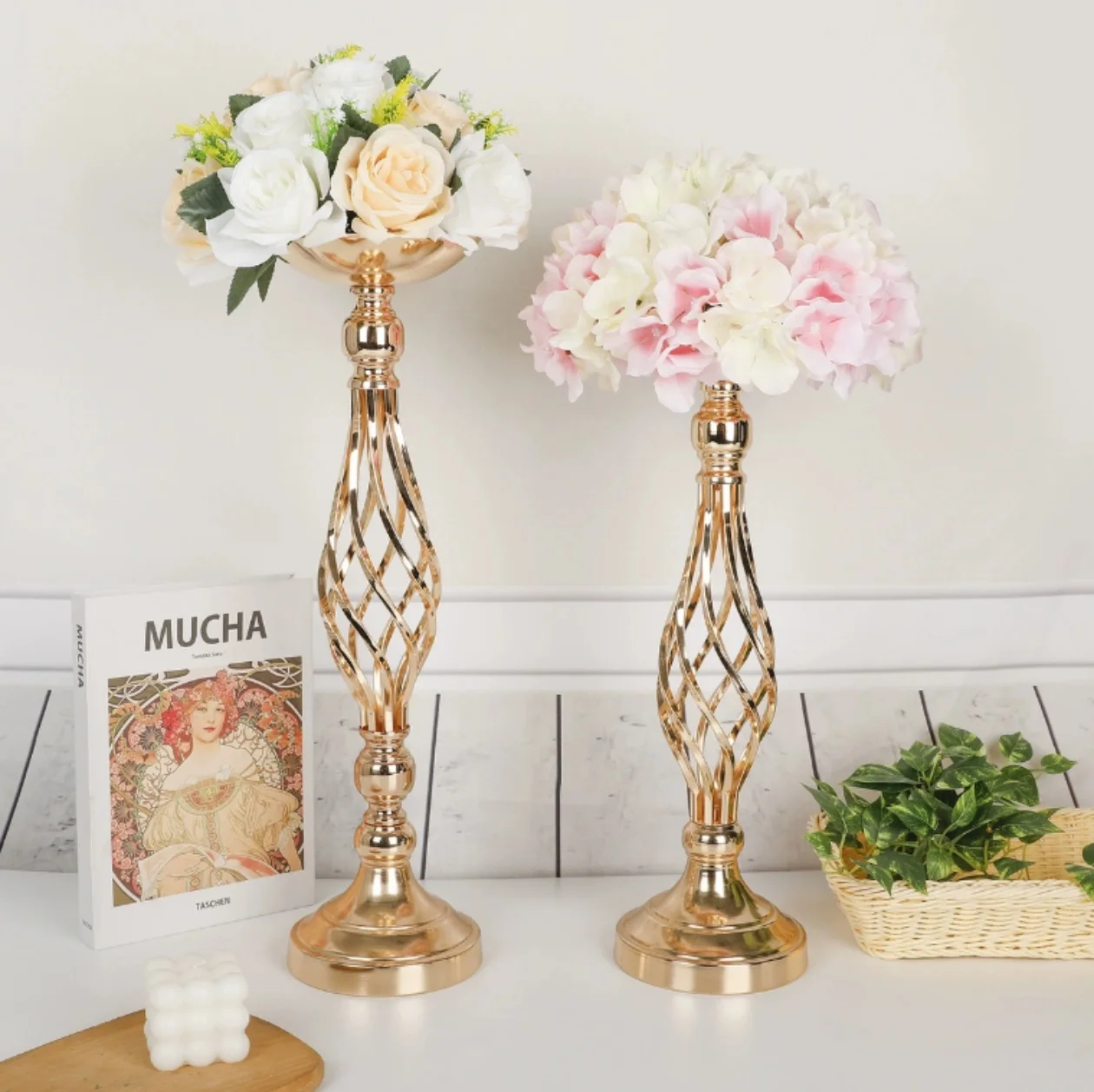 

Metal Flower Arrangement Stand, Wedding Flower Centerpieces, Gold Candelabra, Elegant, Tall, 10 Pcs