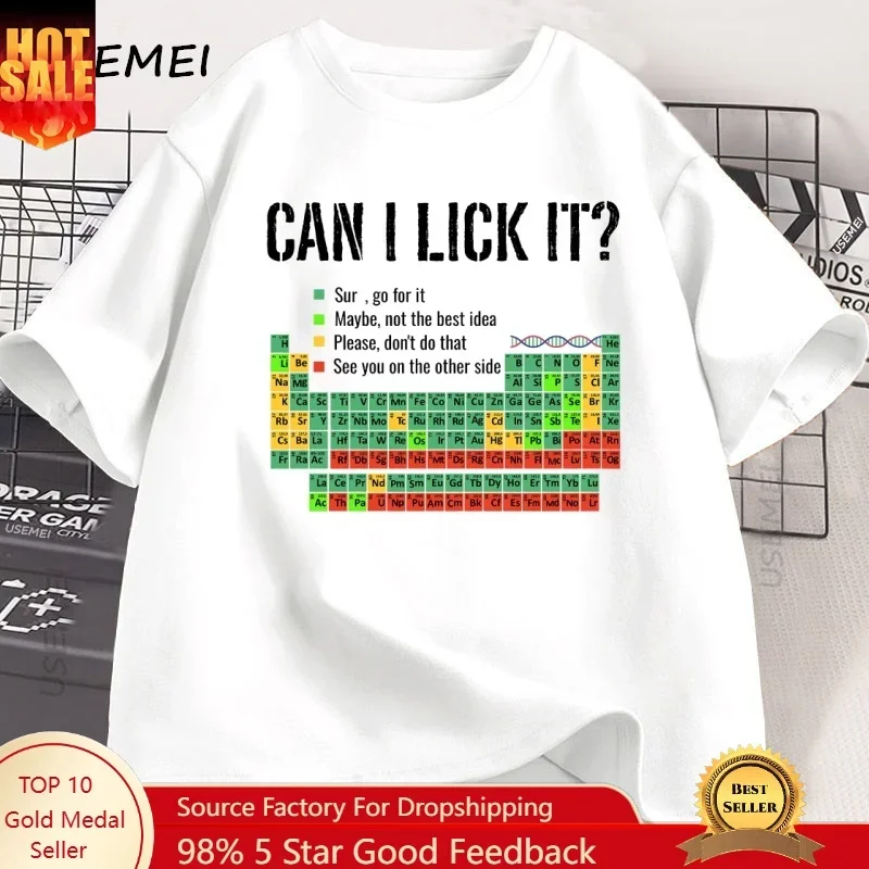Can I Lick It Periodic Table T Shirt Men Women Periodic Table T-shirt Casual Chemistry Teacher Tshirt Round Neck Short Sleeve — купить у AliExpress WW