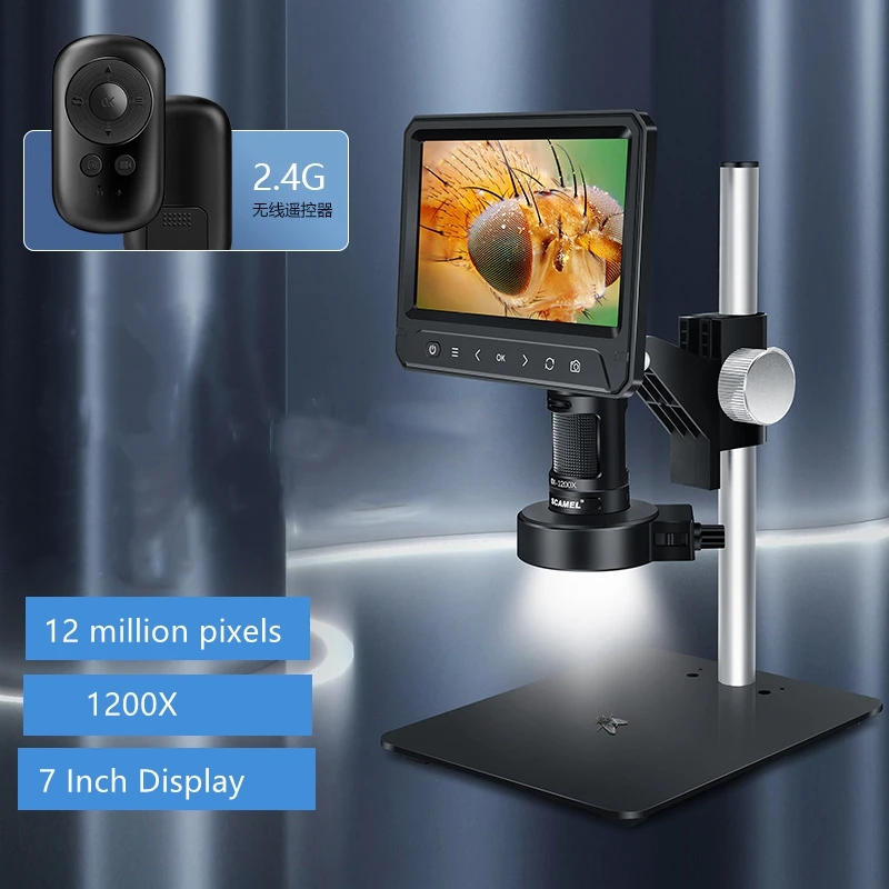 1200X 7 Inch HD IPS Screen Digital Microscope Electronics Camera Magnifier for Industrial Soldering Mobile Phone Repairing