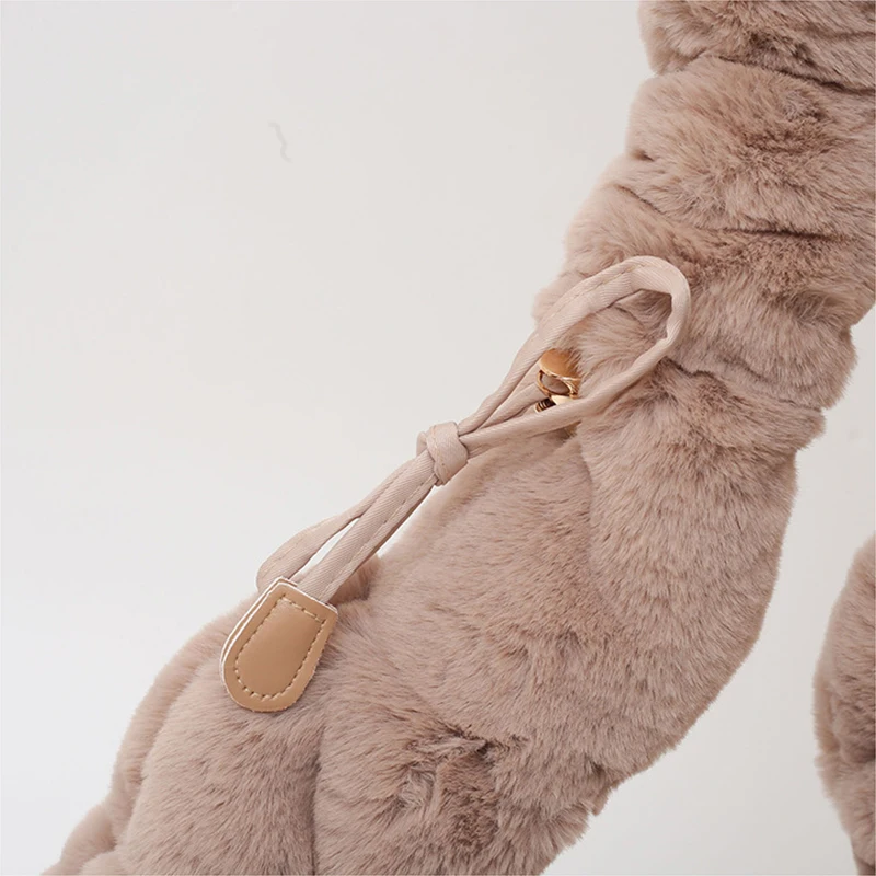 New Autumn and Winter Women Plush Shoulder Bag Pleated Hobo Bag Adjustable Strap Clutch Purse Dumpling Bags for Work Travel image 6