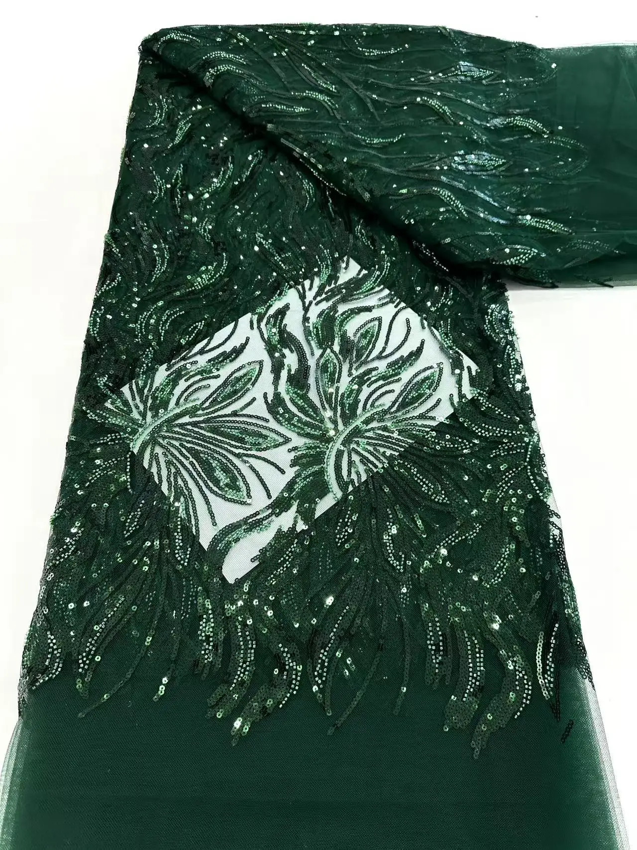 

African Nigerian Tulle Mesh Sequins Lace Fabric High Quality Embroidery Sequins Net Lace Fabric for Party Dress Sewing SZ351