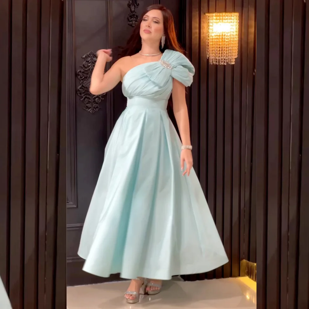 

Exquisite High Quality Sparkle Jersey Draped Beading Bow Clubbing Ball Gown One-shoulder Bespoke Occasion Gown Midi Dresses