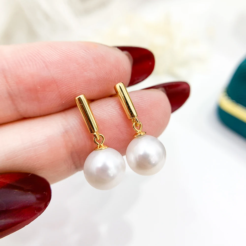 

6pcs DIY Pearl Accessories 925 Silver Stud Earrings Empty Holder, Fashionable Gold Silver Earring Holder, with 8-11mm Round Bar