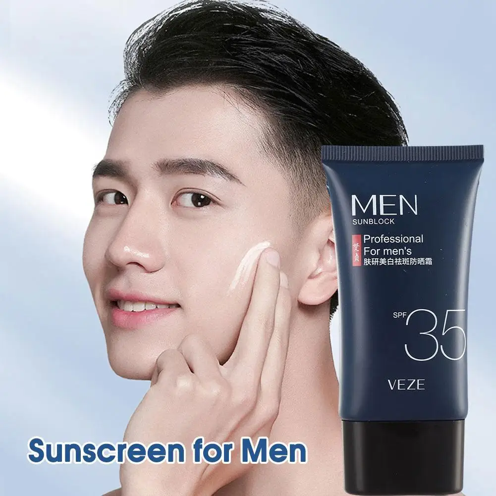 Crema de protección solar SPF 35 para hombres, protector solar hidratante no graso para protección facial, loción de protección solar para el cuerpo, cuidado blanqueador de la piel