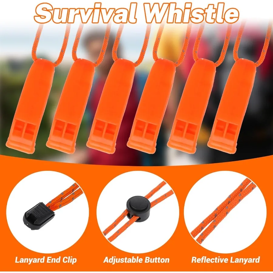 صفارات الطوارئ مع صفارة السلامة الحبل بقاء Shrill بصوت عال صافرة بحرية مع حبل عاكس قابل للتعديل لركوب القوارب #3