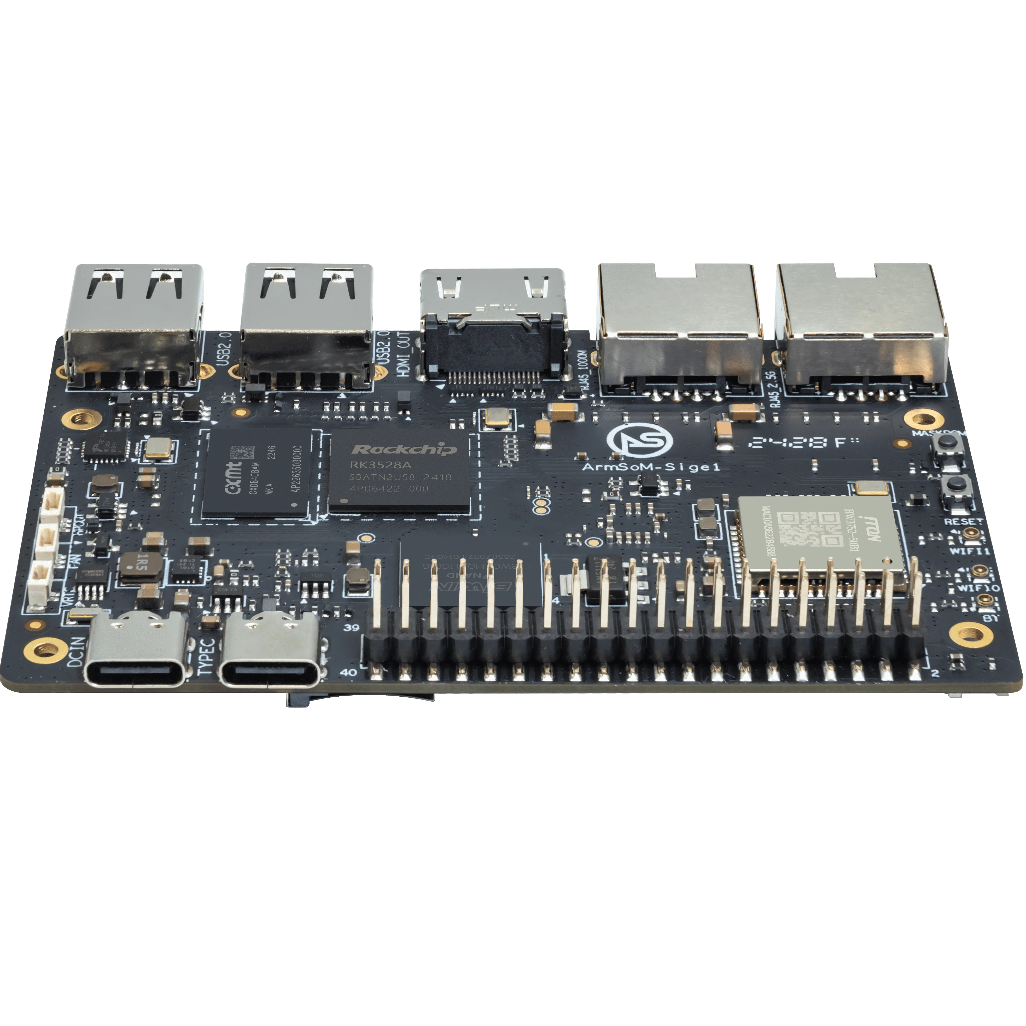 ArmSoM-Sige1 RK3528 كمبيوتر لوحي واحد، 2 جيجابايت LPDDR4X، 8 جيجابايت eMMC، لوحة تطوير RK3528، WiFi6، بلوتوث، GbE